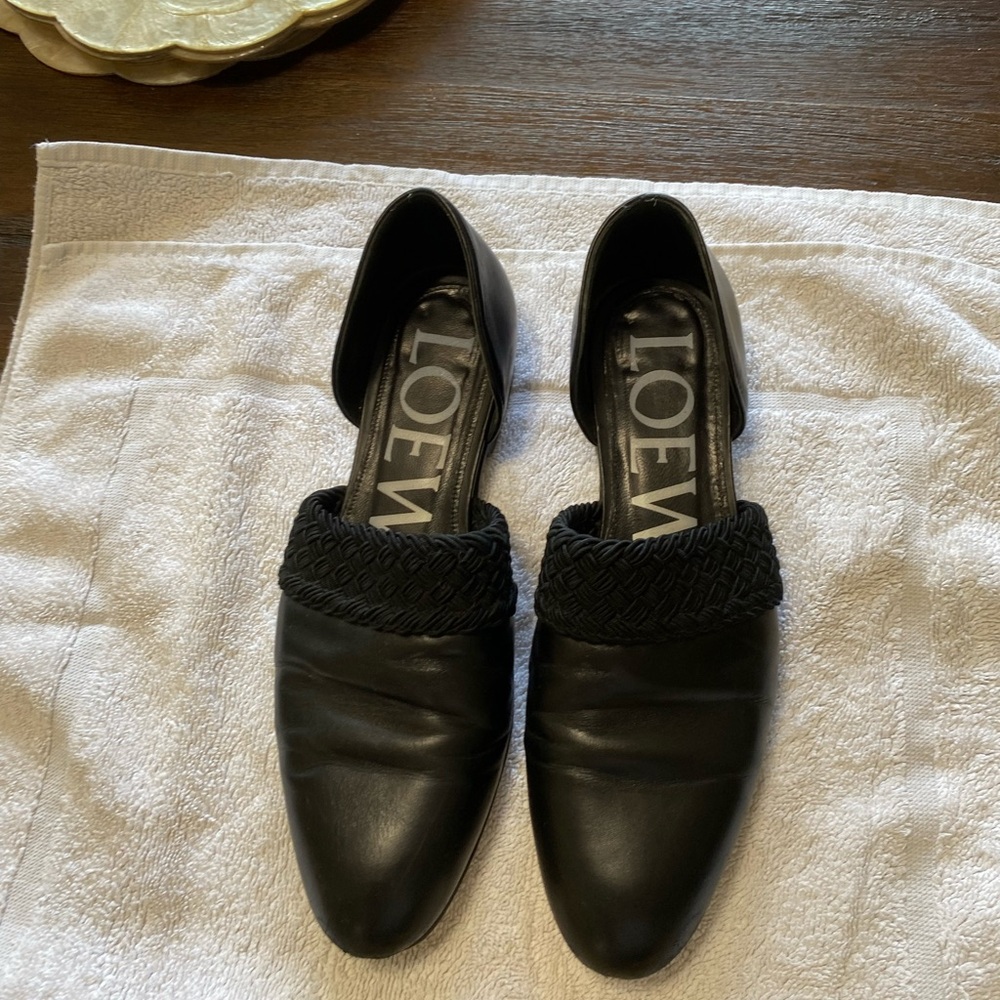 Loewe Black Flex D'Orsay Flats Leather Loafers